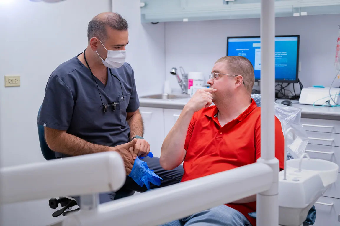 A dentist providing chairside care at Mount Prospect Dental Care